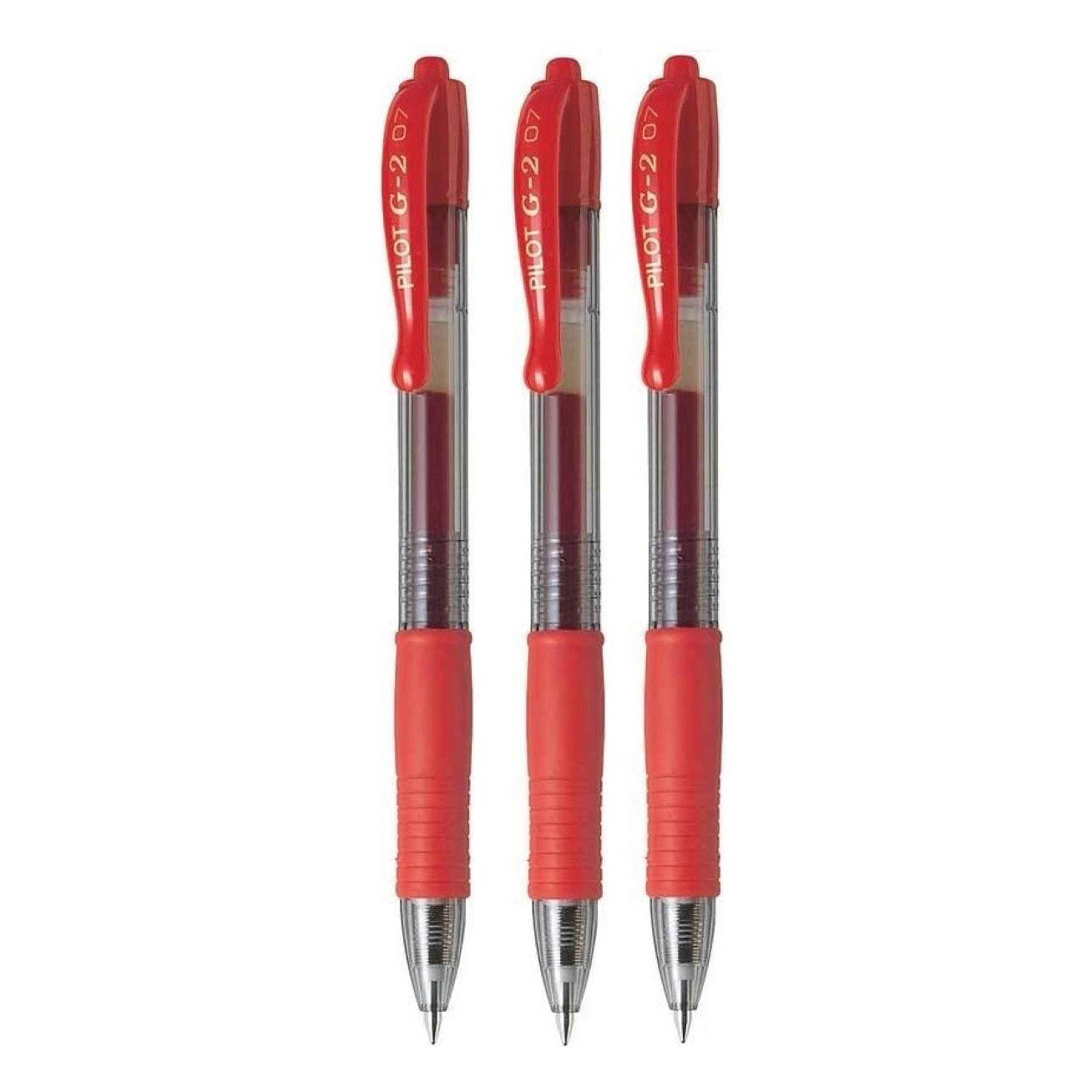 pilot-g2-07-red-fine-retractable-gel-ink-pen-rollerball-07mm-nib-tip-039mm-line-width-refillable-bl-g2-7-pack-of-3--pilot07kirmizi3lu