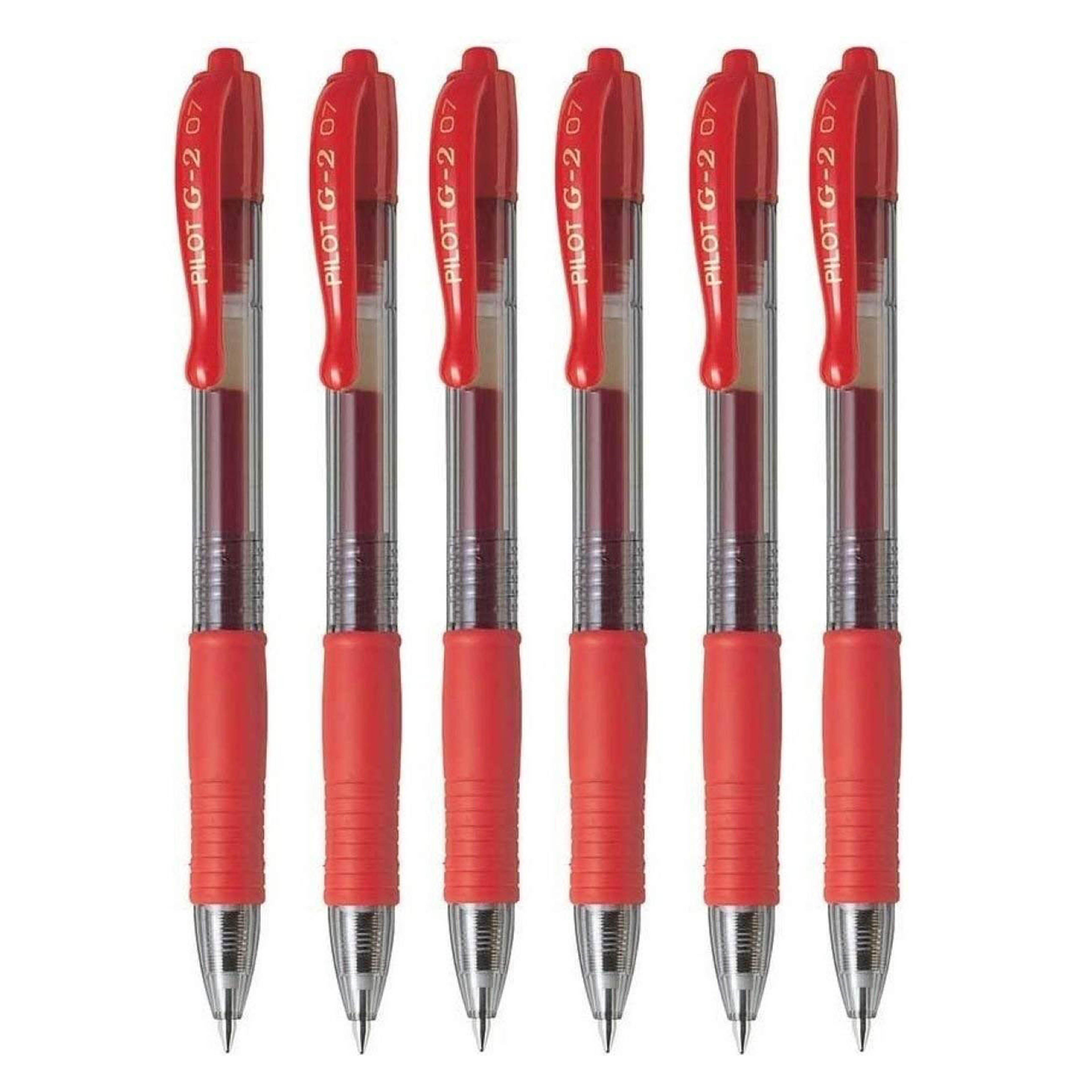pilot-g2-07-red-fine-retractable-gel-ink-pen-rollerball-07mm-nib-tip-039mm-line-width-refillable-bl-g2-7-6-pack-pilot07kirmizi6li